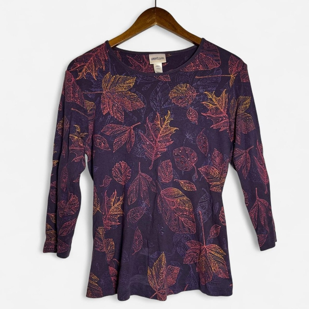 Y2K Multicolor Leaf Print Long Sleeve Top